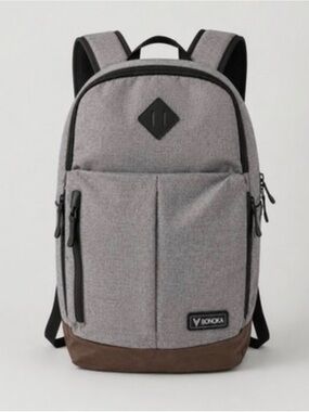 Grey Casual Backpack with Brown Base